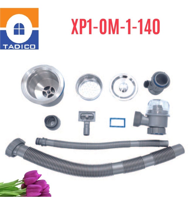 Xi phông chậu rửa bát 1 hố phi 140mm Tadico XP1-OM-1-140