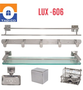 Bộ phụ kiện phòng tắm 6 món chân vuông Tadico Lux-606 SUS304