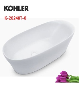 Bồn tắm lithocast đặt sàn hình oval 1,6m Kohler Karing K-20248T-0