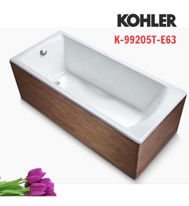 Bồn tắm gang tráng men đặt sàn yếm gỗ 1.7m Kohler Biove K-99205T-E63