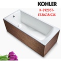 Bồn tắm gang tráng men đặt sàn yếm gỗ kèm thanh vịn 1.7m Kohler Biove K-99205T-E63/C38/C36