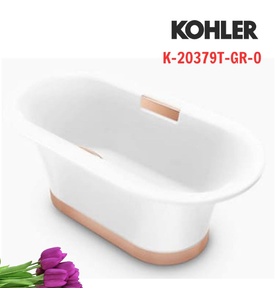 Bồn tắm đặt sàn gang tráng men kèm thanh vịn 1.5m Kohler Volute K-20379T-GR-0