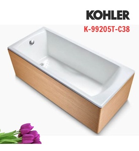 Bồn tắm gang tráng men đặt sàn yếm gỗ 1.7m Kohler Biove K-99205T-C38