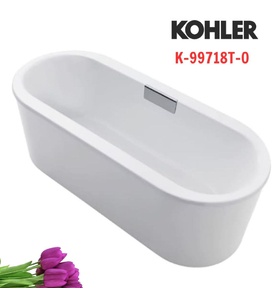 Bồn tắm đặt sàn gang tráng men 1.8m gồm bộ xả tích hợp Kohler Volute K-99718T-0