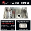 Chậu rửa bát đúc 2 hố cân SUS304 Lifusi VNS-8248GC