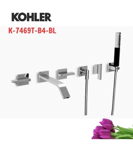 Vòi bồn tắm gắn tường kèm sen tắm Kohler Loure K-7469T-B4-BL