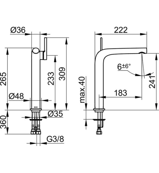 Vòi lavabo nóng lạnh đen Đức Keuco Edition 400 51502130102