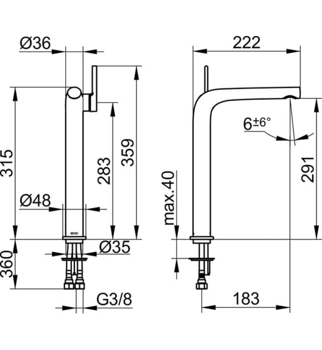 Vòi lavabo nóng lạnh vàng đồng Đức Keuco Edition 400 51502130103