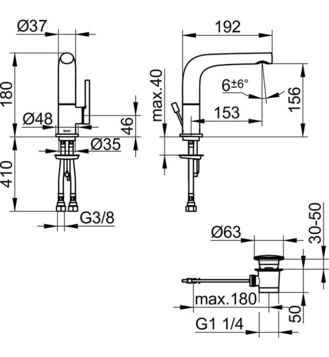 Vòi lavabo nóng lạnh đen Đức Keuco Edition 400 51505130000
