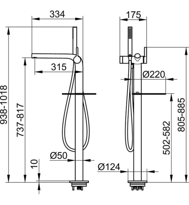 Sen cây bồn tắm đặt sàn Keuco Edition 400 51527130100