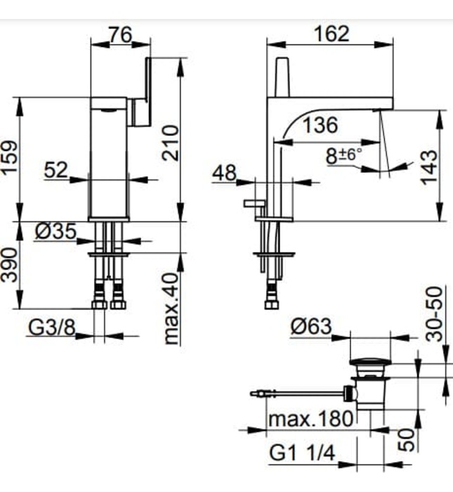 Vòi lavabo nóng lạnh Đức Keuco Edition 11 51102010000