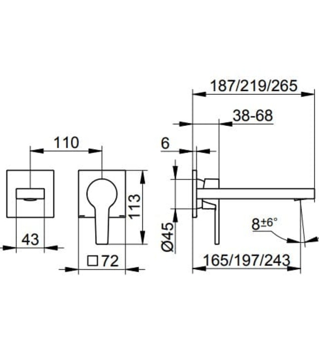 Vòi lavabo nóng lạnh âm tường đen Đức Keuco Edition 11 5116130202