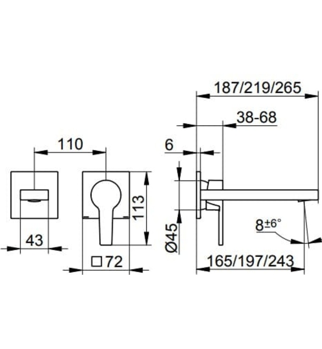 Vòi lavabo nóng lạnh âm tường đen Đức Keuco Edition 11 5116130200