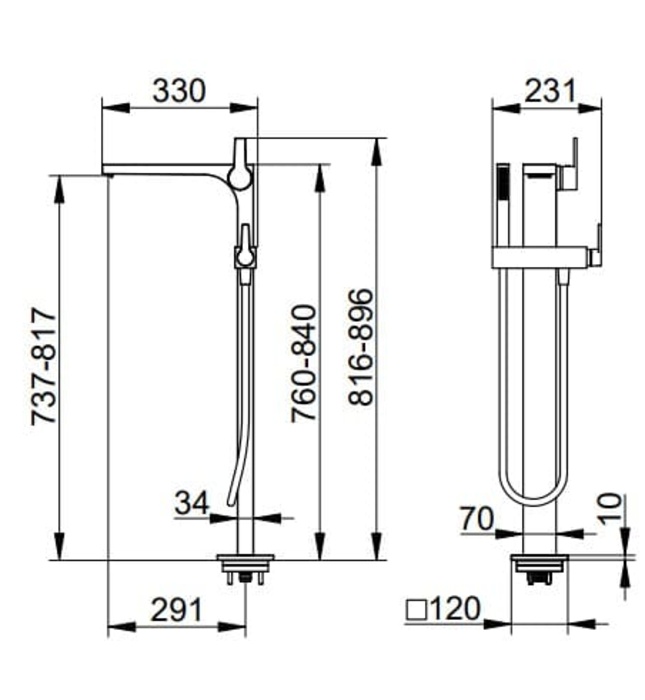 Sen cây bồn tắm đặt sàn đen Keuco Edition 11 51127130100