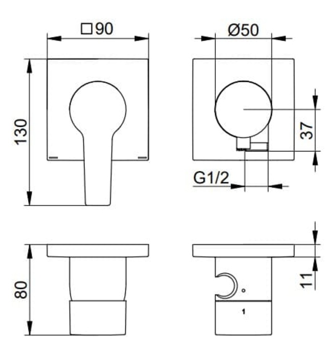 Bộ trộn âm tường vàng Đức Keuco Edition 11 51151031222