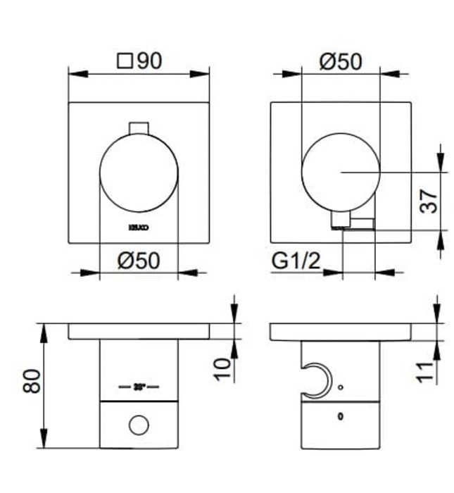 Bộ trộn âm tường đen Đức Keuco Edition 11 51153131222