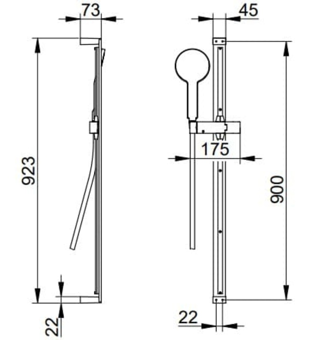 Bộ thanh trượt dây bát sen tắm Keuco Edition 11 51187010000