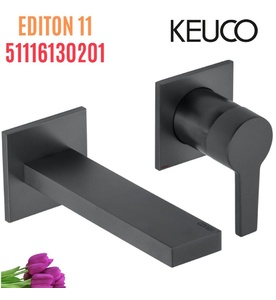 Vòi lavabo nóng lạnh âm tường đen Đức Keuco Edition 11 51116130201