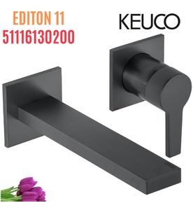 Vòi lavabo nóng lạnh âm tường đen Đức Keuco Edition 11 5116130200
