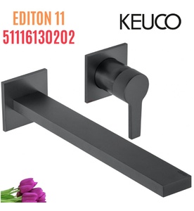 Vòi lavabo nóng lạnh âm tường đen Đức Keuco Edition 11 5116130202