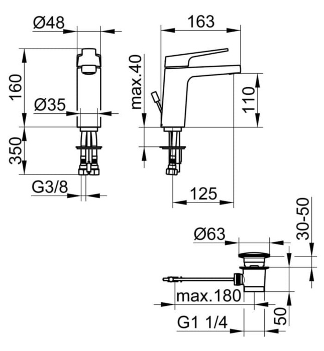 Vòi lavabo nóng lạnh 1 chân Đức Keuco Moll 52702010000