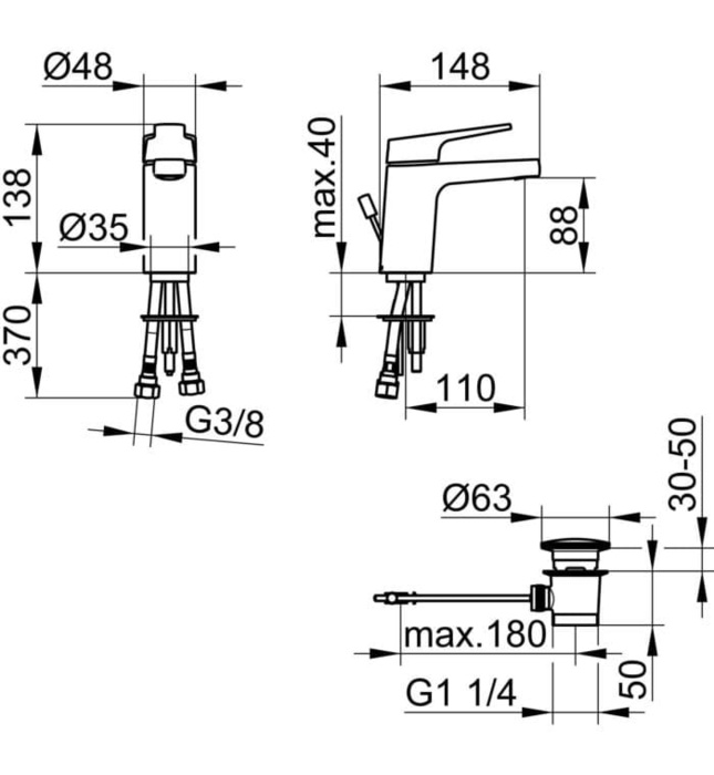 Vòi lavabo nóng lạnh 1 chân Đức Keuco Moll 52704010000