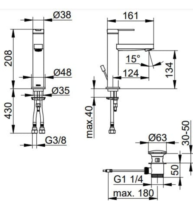 Vòi lavabo nóng lạnh 1 chân Đức Keuco Ixmo 59501013001