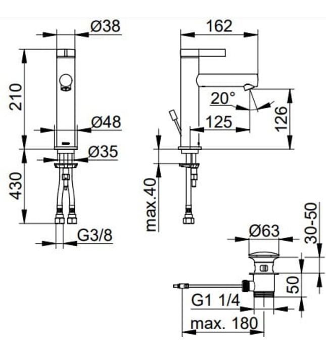 Vòi lavabo nóng lạnh 1 chân đen Đức Keuco Ixmo 59501371001