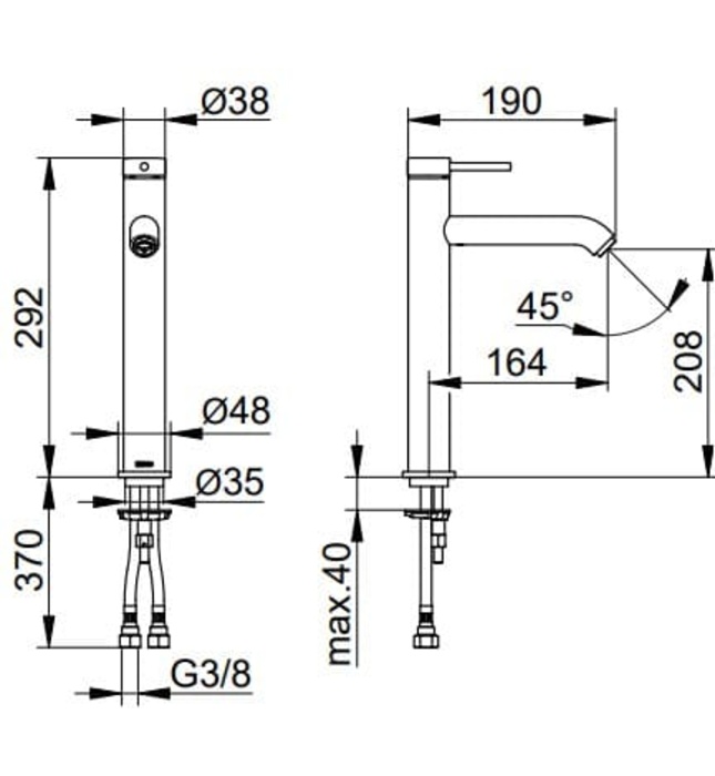 Vòi lavabo nóng lạnh 1 chân cao Đức Keuco Ixmo 59510012100