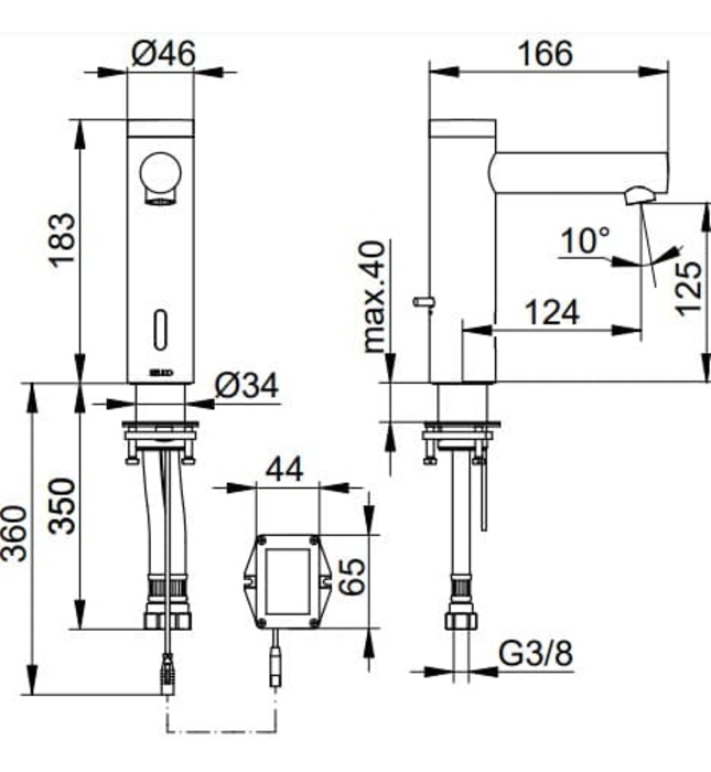 Vòi lavabo nóng lạnh cảm ứng dùng pin Đức Keuco Ixmo 59511011100
