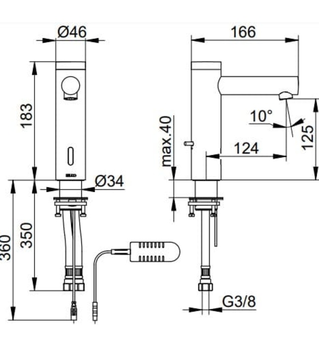 Vòi lavabo nóng lạnh cảm ứng dùng điện Đức Keuco Ixmo 59512011100