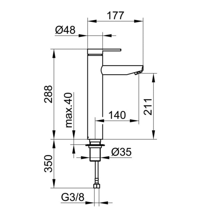 Vòi lavabo nóng lạnh cao Đức Keuco Plan Blue 53902010103