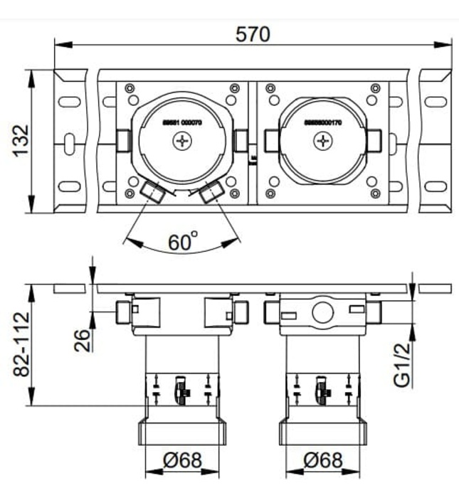 Cục âm sen tắm âm tường Đức Keuco 59951002170
