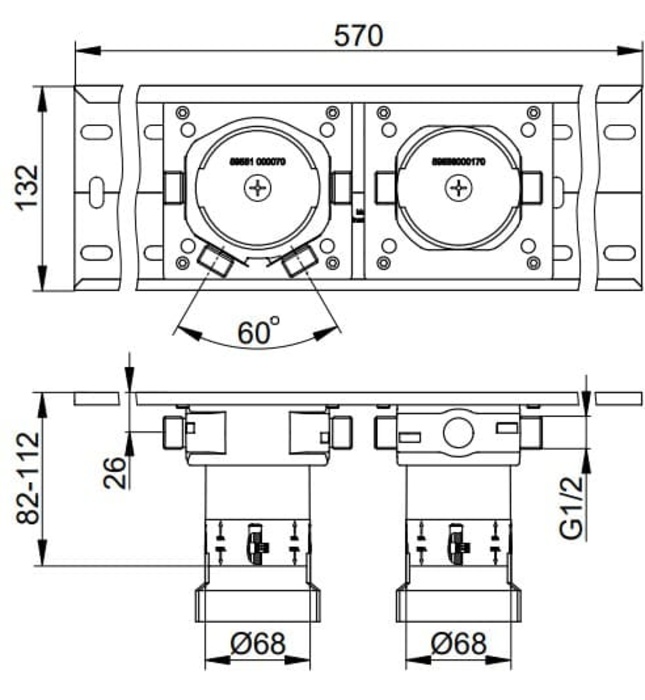 Cục âm sen tắm âm tường Đức Keuco 59953002170