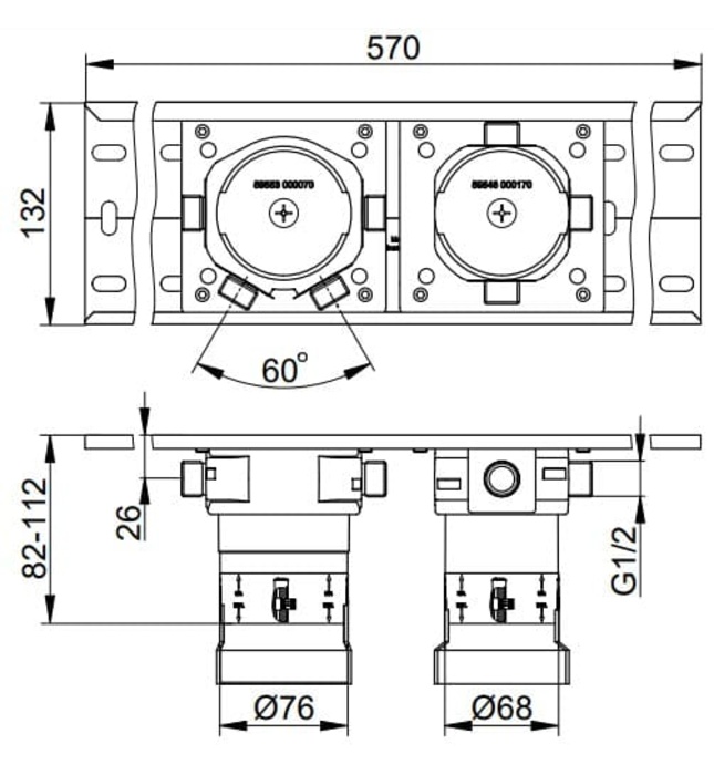 Cục âm sen tắm âm tường Đức Keuco 59953003170