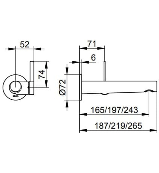 Vòi nóng lạnh âm tường 1 chân Đức Keuco Ixmo 59516011101