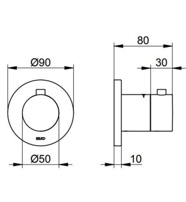 Bộ trộn nhiệt độ âm tường 1 chân vàng Đức Keuco Ixmo 59553030001