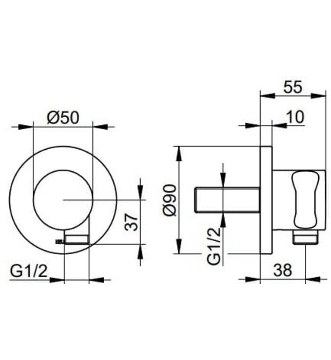 Bộ cút nối sen âm tường Đức Keuco 59592010001