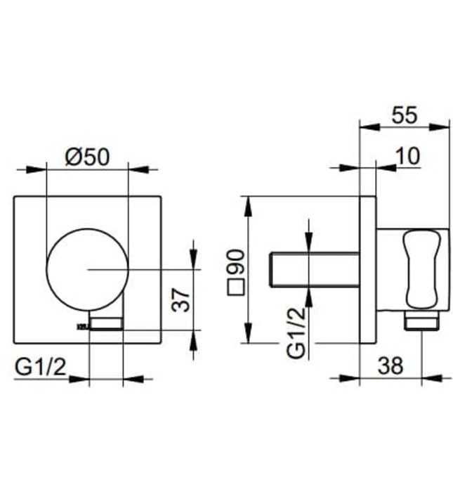 Bộ cút nối sen âm tường vàng Đức Keuco 59592030002