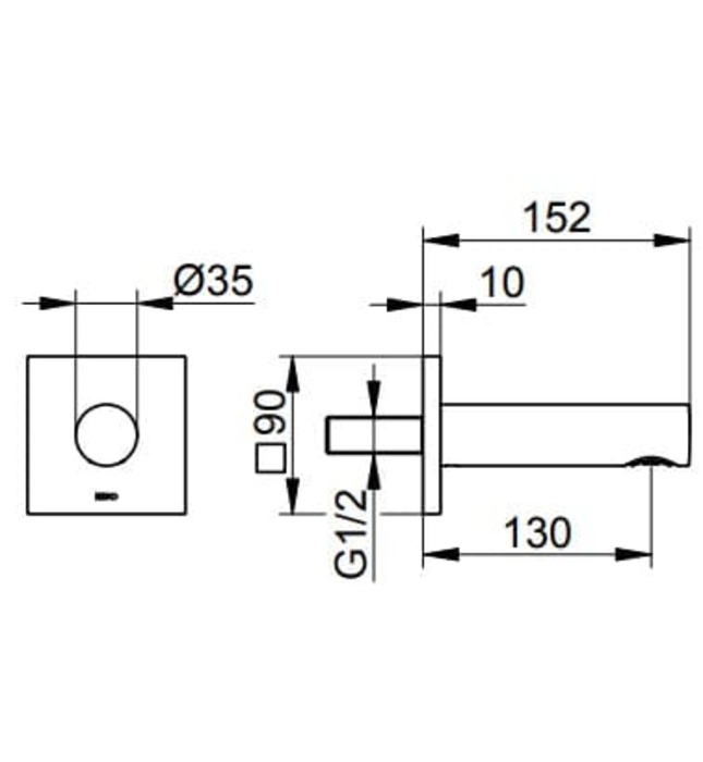 Đầu xả bồn tắm 1 chân âm tường Keuco Standard 59545010002