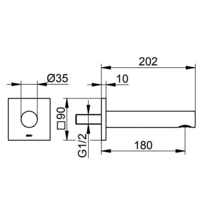 Đầu xả bồn tắm 1 chân âm tường vàng Keuco Standard 59545030102