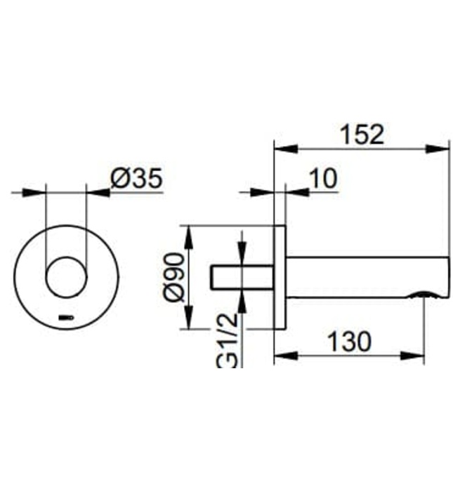 Đầu xả bồn tắm 1 chân âm tường đen Keuco Standard 59545130001
