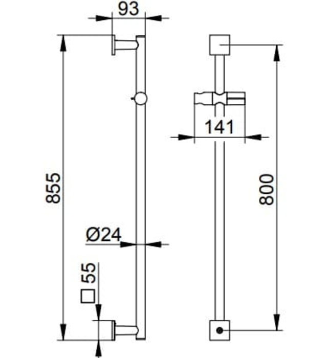 Thanh trượt sen tắm đen Keuco Ixmo 59585370902