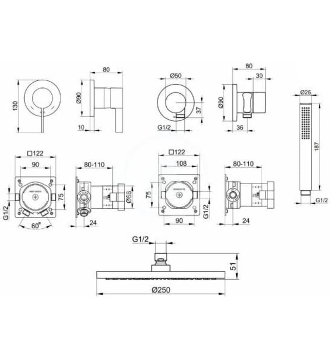 Vòi sen tắm đứng âm tường Đức Keuco Ixmo 59603010001