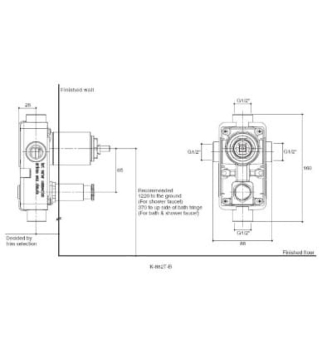 Van điều khiển sen tắm âm tường Kohler K-882T-B-CP