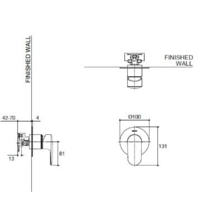 Mặt nạ điều khiển sen tắm âm tường 2 chiều Kohler K-26477T-4-BN