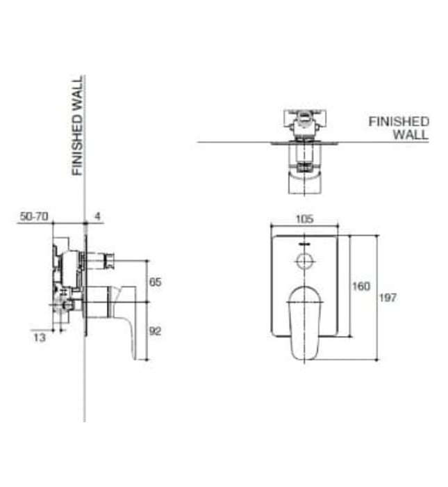 Mặt nạ điều khiển sen tắm âm tường 2 chiều Kohler K-26478T-4-AF