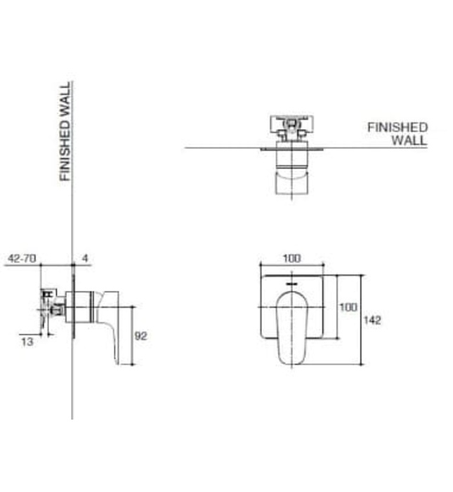 Mặt nạ điều khiển sen tắm âm tường 2 chiều Kohler K-26479T-4-2MB