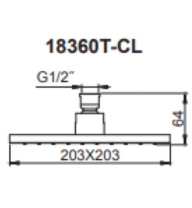 Đầu sen vuông gắn trần Kohler K-18360T-CL-AF