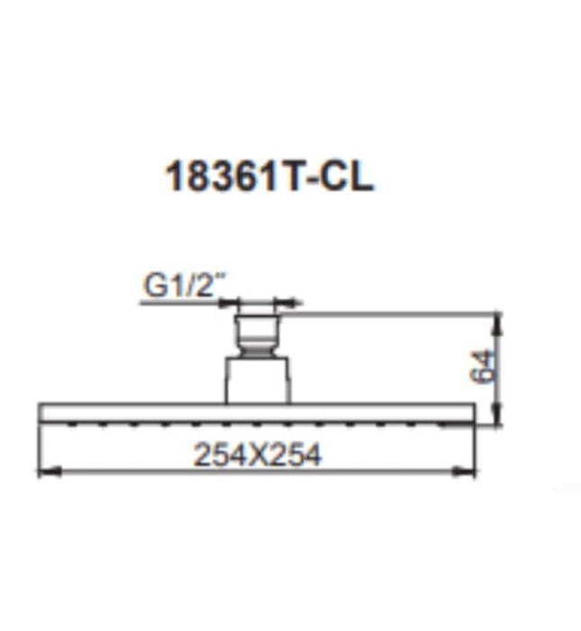Đầu sen vuông gắn trần Kohler K-18361T-CL-AF